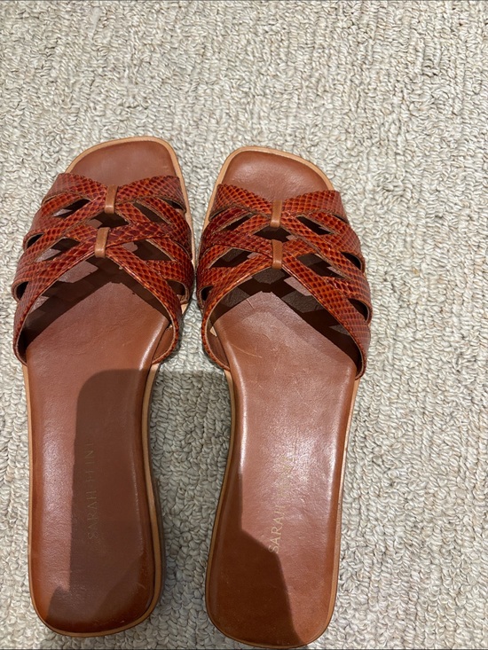 Sarah Flint Shoes - Sarah Flint Woven Red-Brown Leather Slide Mules